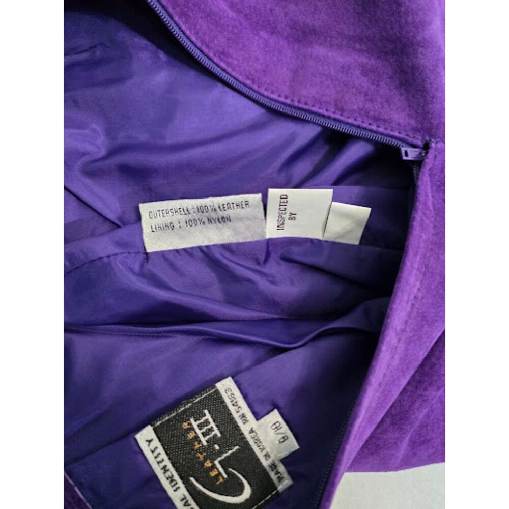 Vintage 90s G-III Global Identity Purple Suede Leather Pencil Skirt Womens 9/10 - Picture 6 of 8